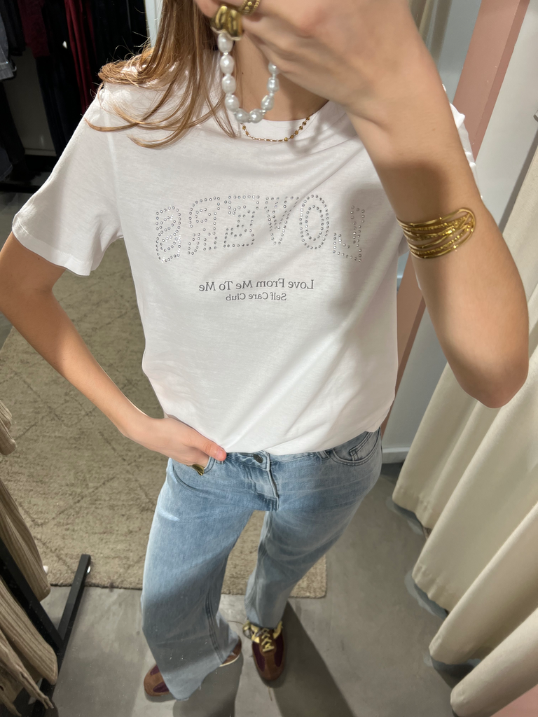 LOVERS BLANC - T-shirt à strass