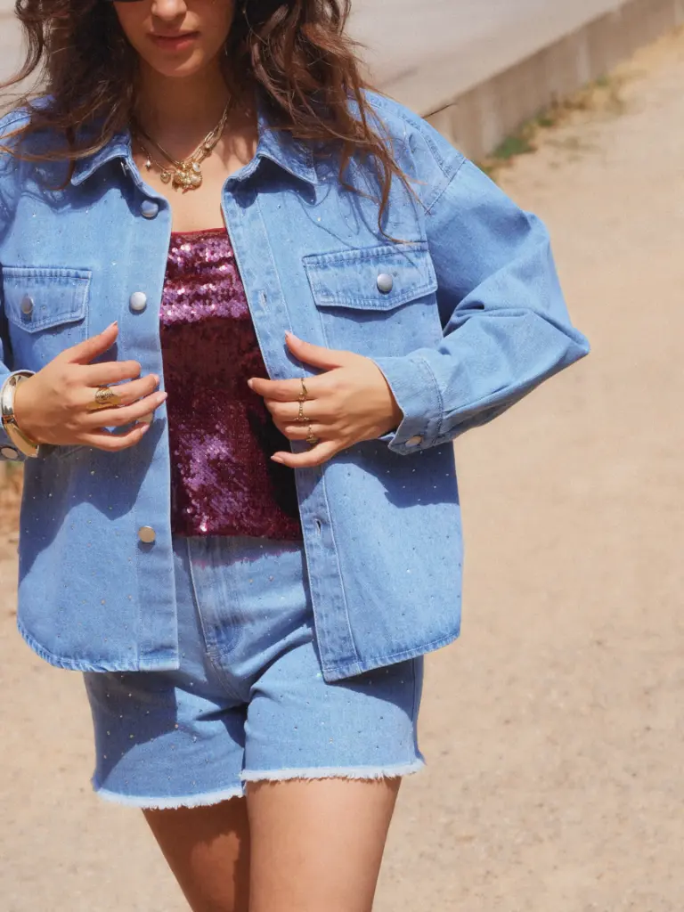 Veste TAMRA jeans/strass (XS)