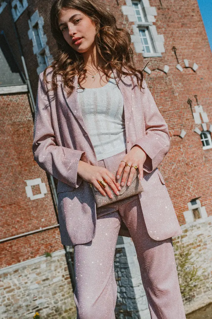 Top BEAUTY beige à paillettes