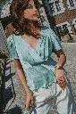 Blouse satinée IZOLINE vert sauge