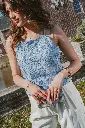 Top CATELINA bleu à strass 