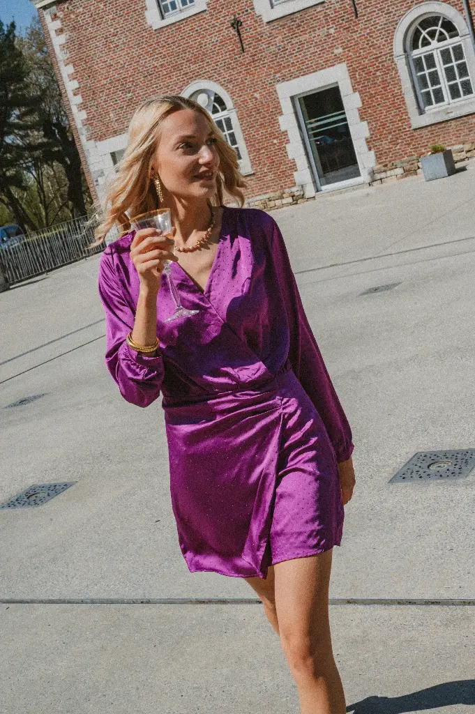 Robe MINA mauve à strass 