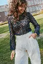 Blouse dentelle MATHILDA bleu marine