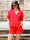 Chemise THEIS rouge/gaze de coton