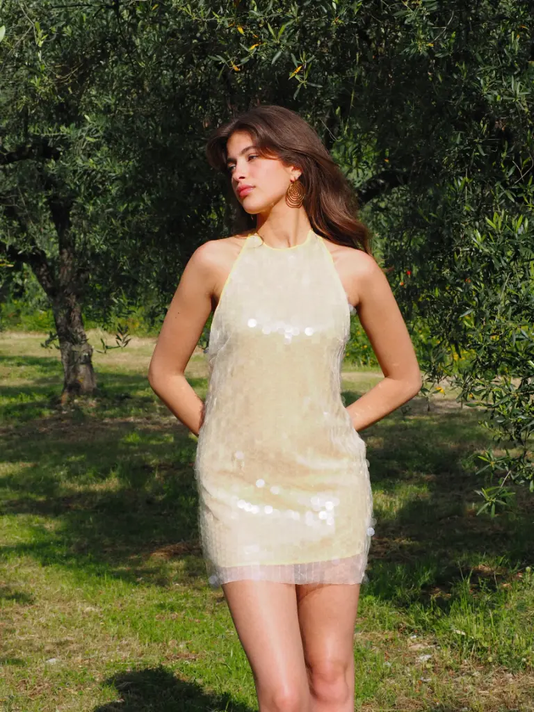 Robe ABBA jaune/sequins