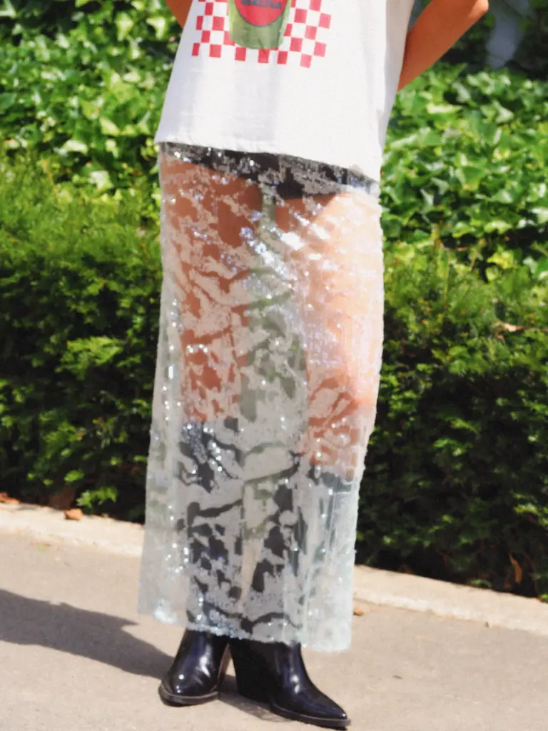 Jupe ARIANA verte/sequins