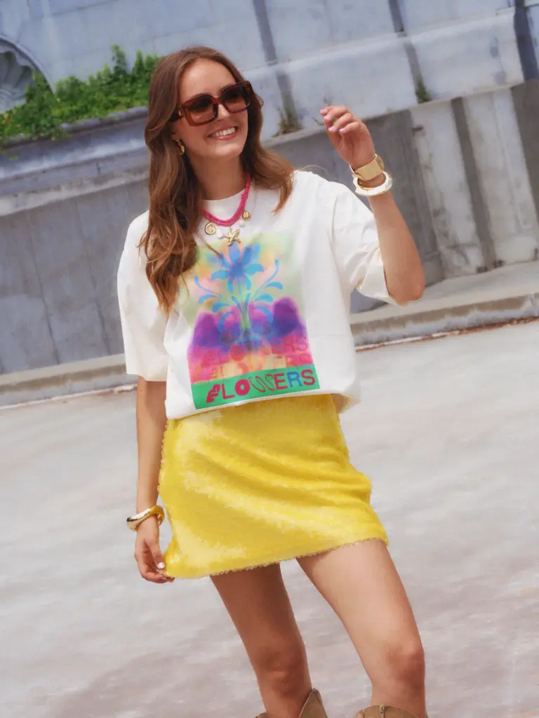 Jupe GRACIE jaune/sequins