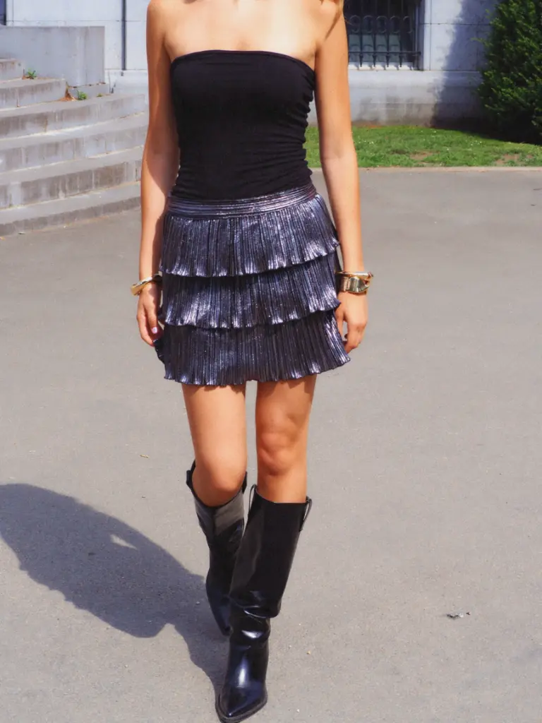 Jupe à volants LUCIA gris foncé