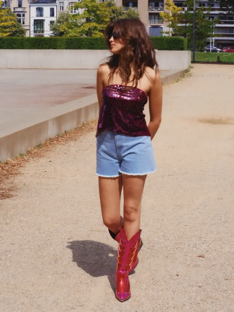 Bustier ROUJY bordeaux/sequins