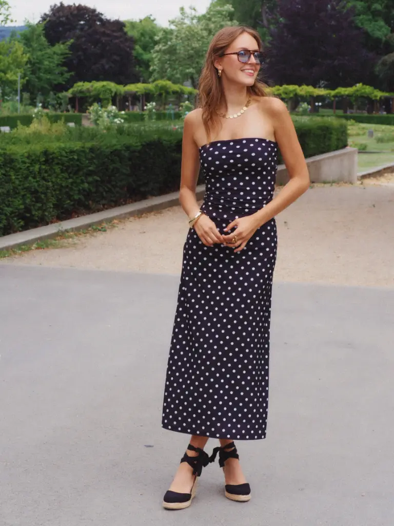 LÉA NOIR - Bustier à pois blancs (S)