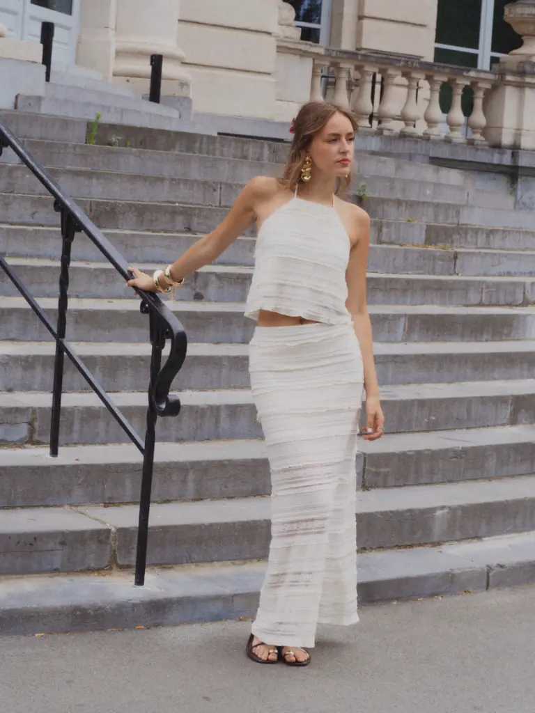 Jupe ZELIE blanc/crochet