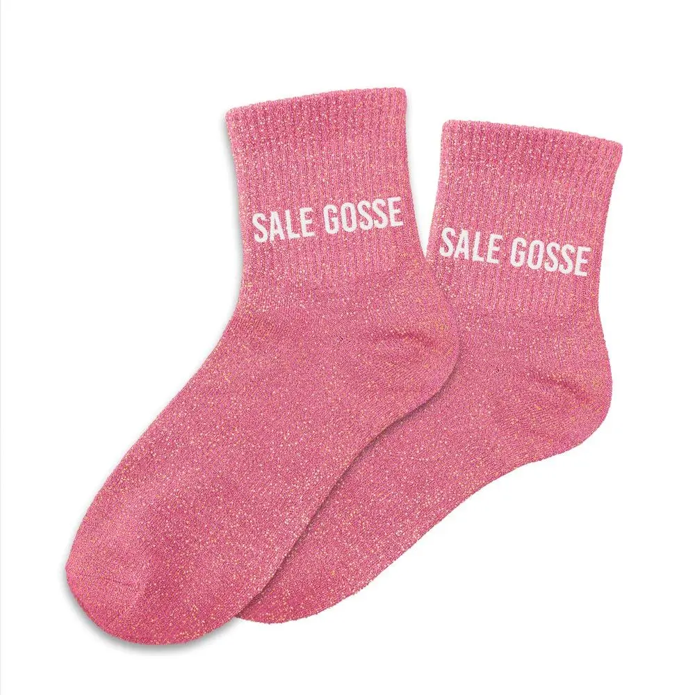 Chaussettes SALE GOSSE rose à paillettes