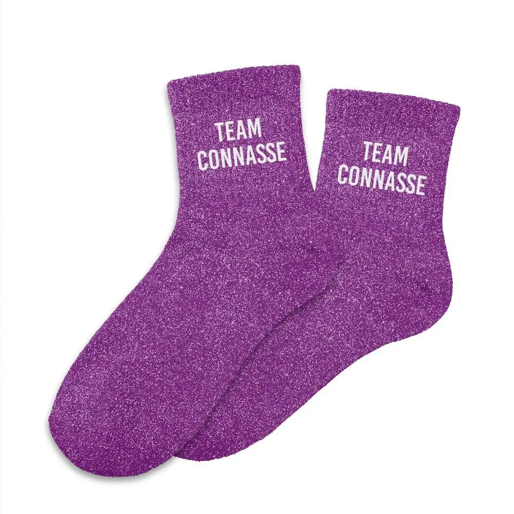 Chaussettes TEAM CONNASSE mauve à paillettes