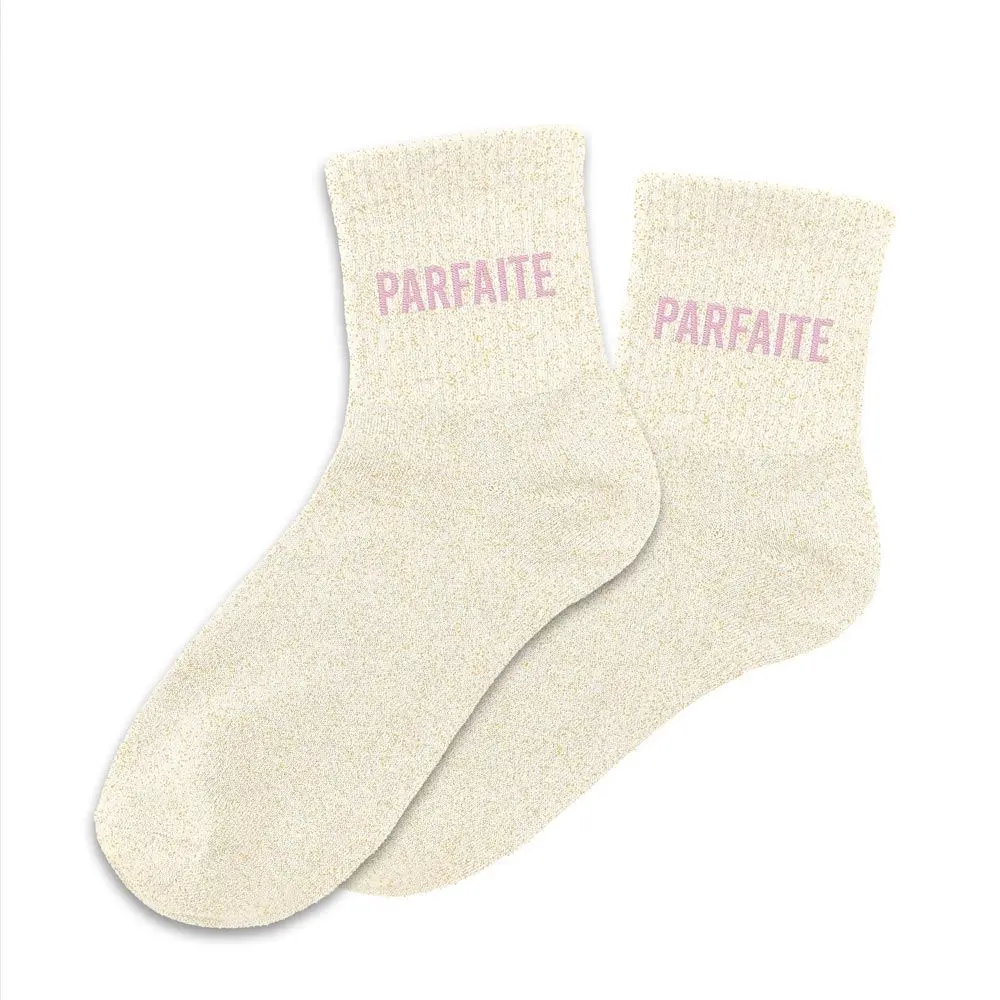 Chaussettes PARFAITE beige à paillettes
