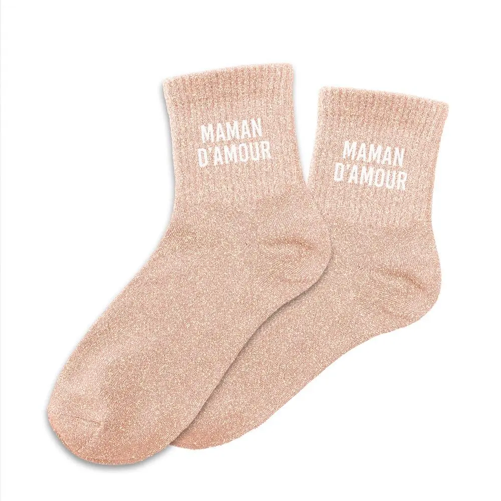 Chaussettes MAMAN D'AMOUR à paillettes