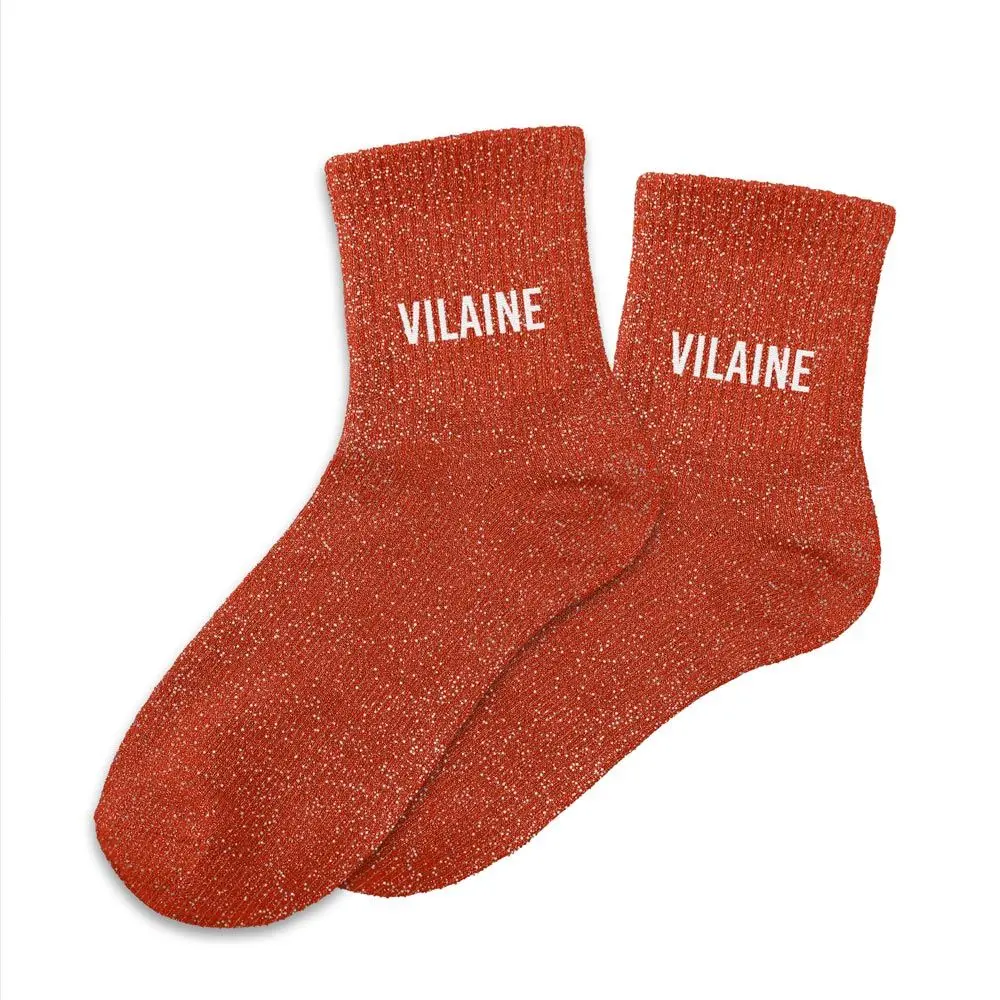 Chaussettes VILAINE rouge à paillettes