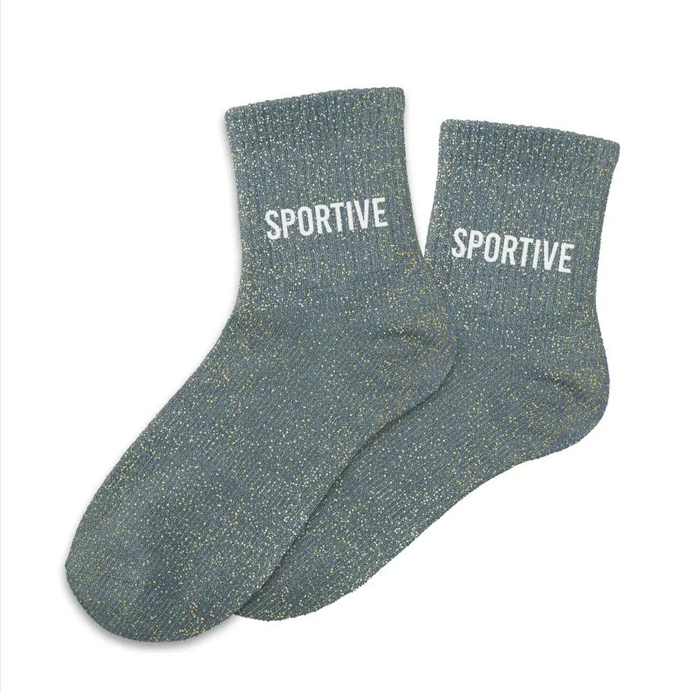 Chaussettes SPORTIVE kaki à paillettes