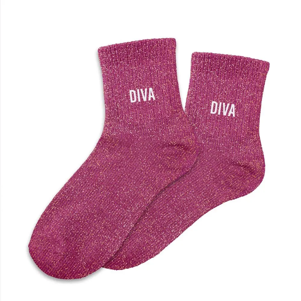 Chaussettes DIVA rose à paillettes
