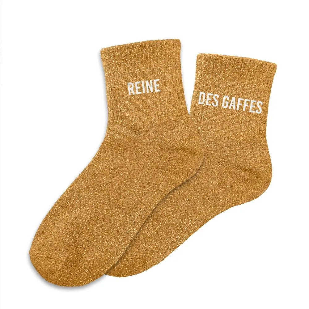 Chaussettes duo REINE DES GAFFES à paillettes
