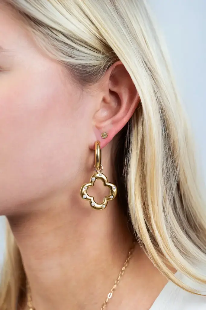 Boucles d'oreilles TREFLE or/perles