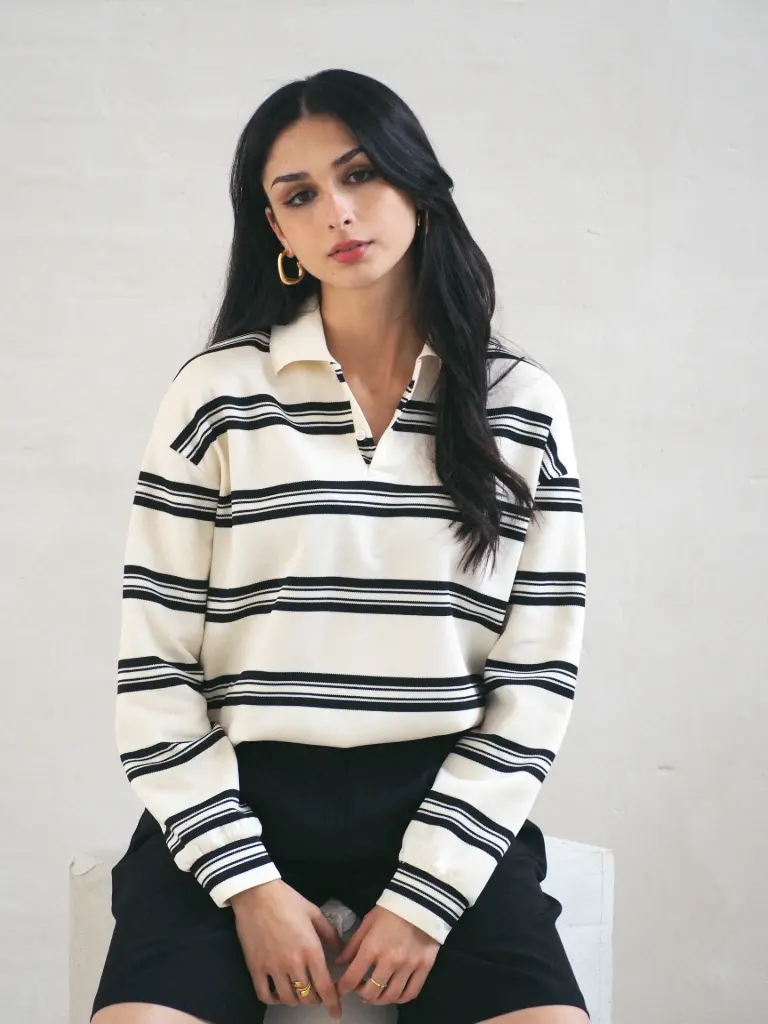 Polo NINON rayé/blanc cassé