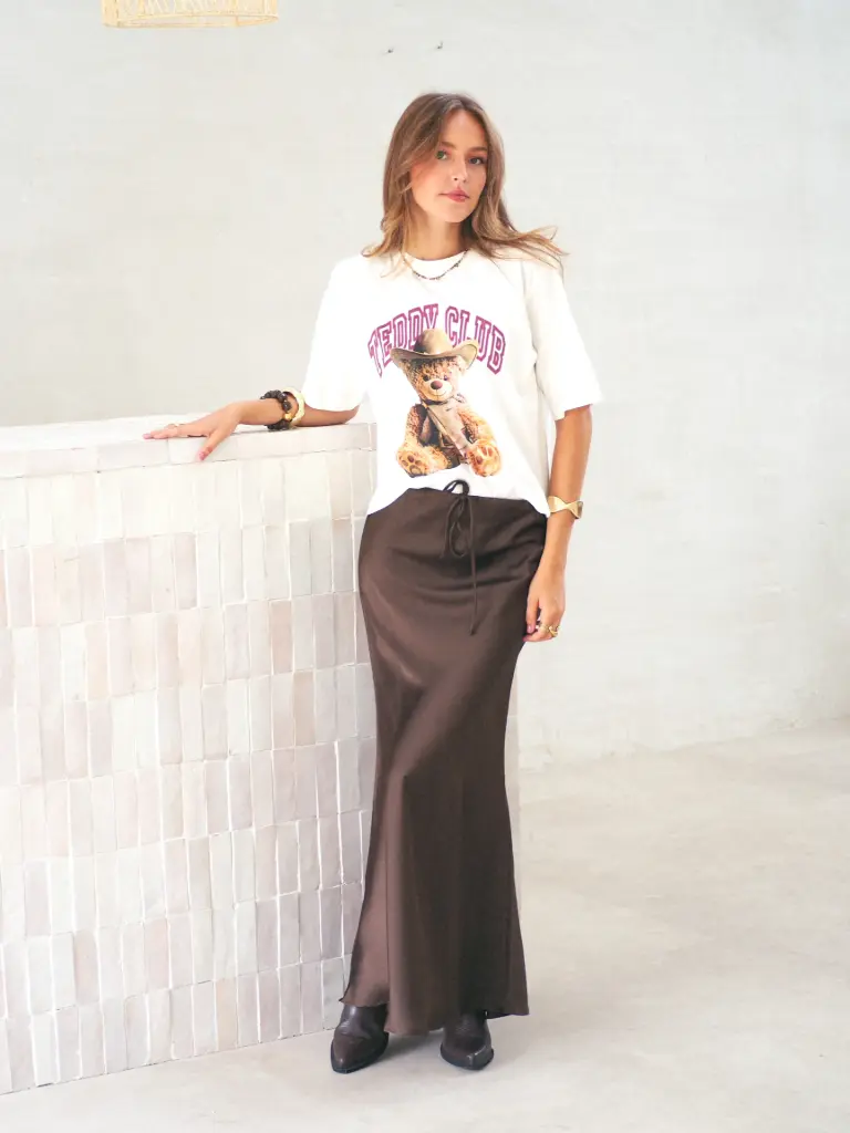 Jupe SOLINE marron/satiné