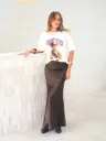 Jupe SOLINE marron/satiné