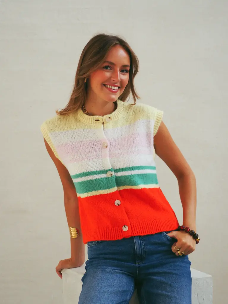 Gilet JIDA rayé/multicolore