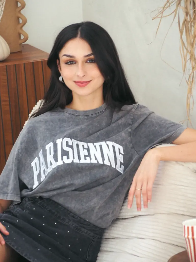 T-shirt PARISIENNE gris délavé