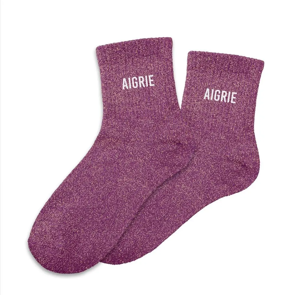 Chaussettes AIGRIE mauve à paillettes