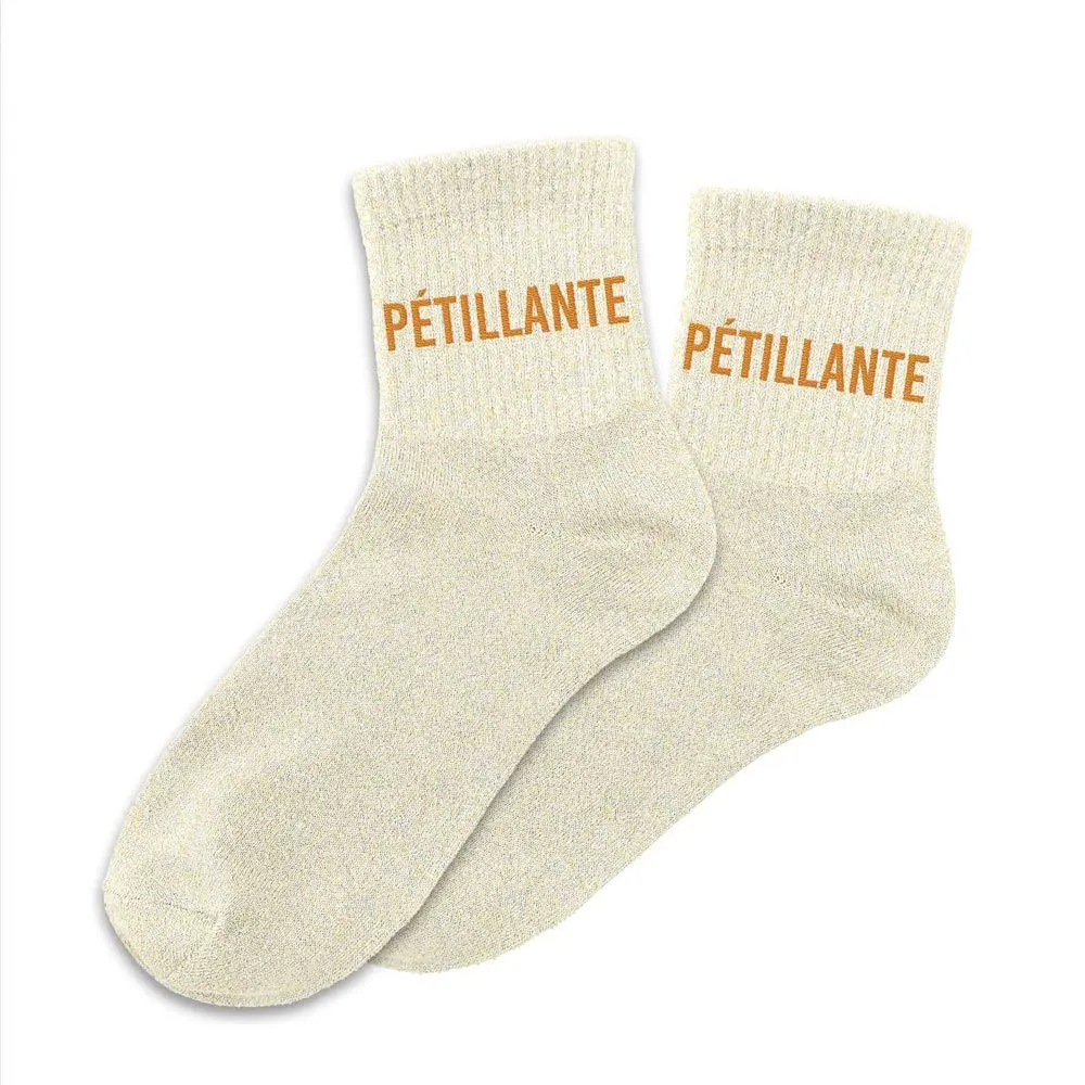 Chaussettes PETILLANTE beige à paillettes