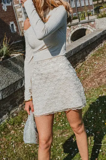 Jupe ANGELE beige/perles
