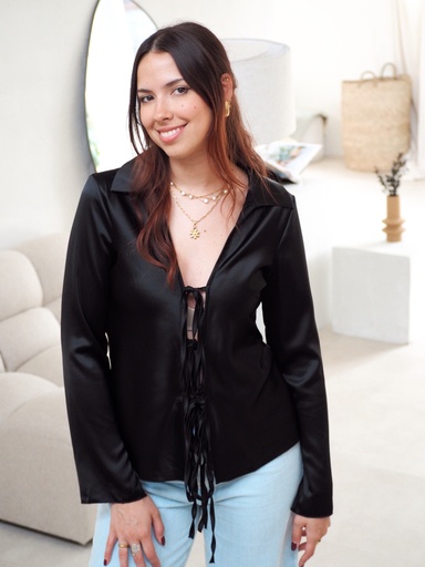 Blouse ABBY satinée noire