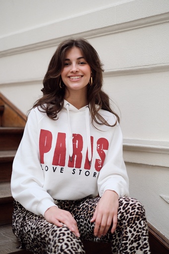 Sweat à capuche PARIS STORY blanc