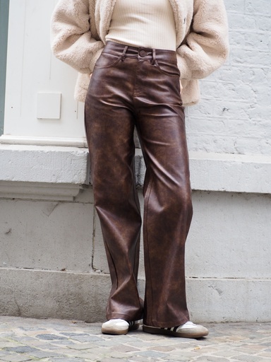Pantalon ESMEE similicuir brun