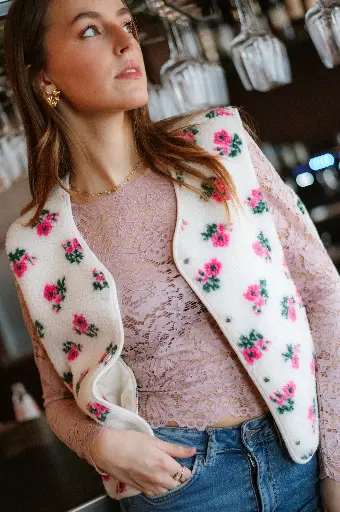 Gilet EURYDICE mouton/fleurs