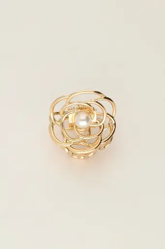 Pince dorée perle/mini fleur