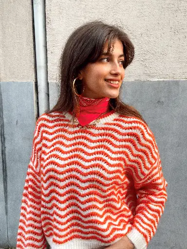 Pull SERA orange/blanc