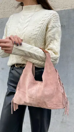 Sac ACHILLE rose/daim