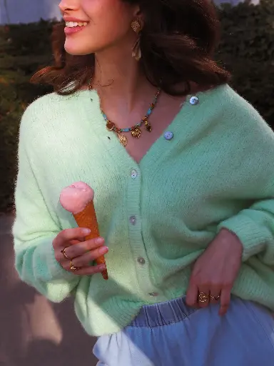 Cardigan CLEMENCE vert pomme
