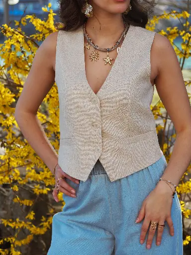 Gilet MAYA beige/lin