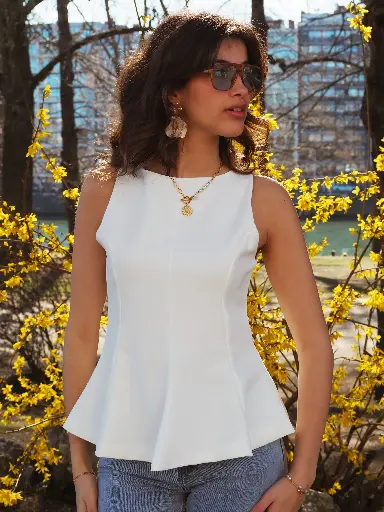 Top peplum HELIE blanc