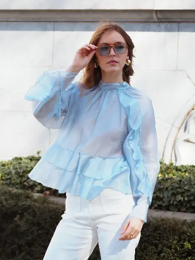 Blouse vaporeuse AVA bleu ciel