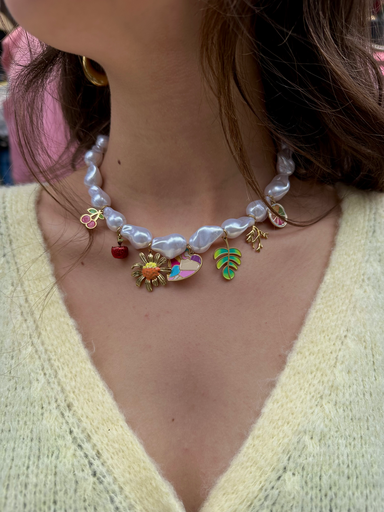 Collier TISSIA charms/perle