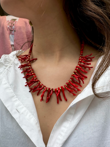 Collier TAHINA corail/rouge