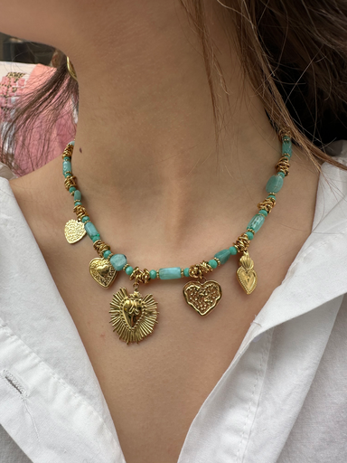 Collier DUNE bleu/charms