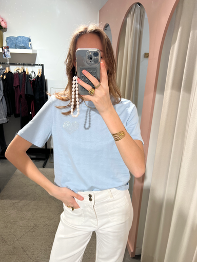 T-shirt HEART bleu à strass 