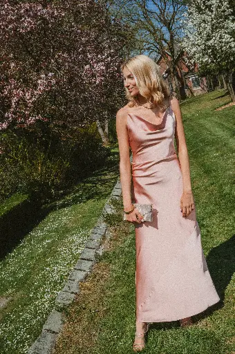 Robe satinée JAHIA rose 