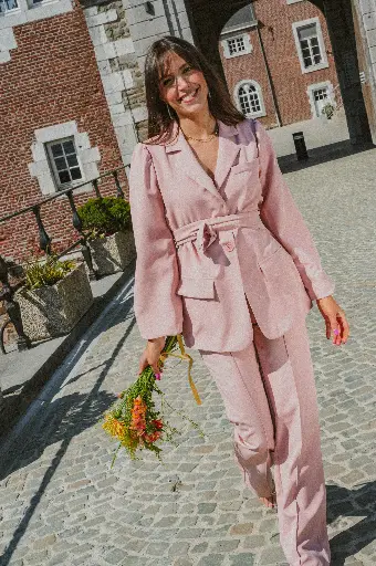 Blazer MARISA rose avec ceinture 