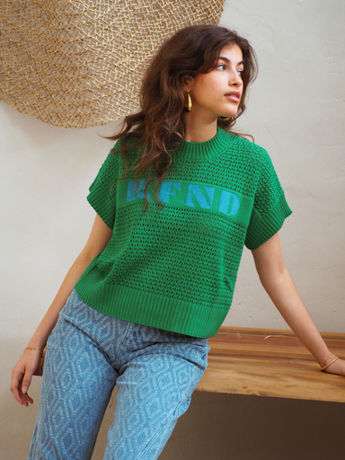 Pull en crochet OLGA vert 